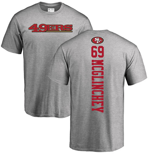 Men San Francisco 49ers Ash Mike McGlinchey Backer #69 NFL T Shirt->nfl t-shirts->Sports Accessory